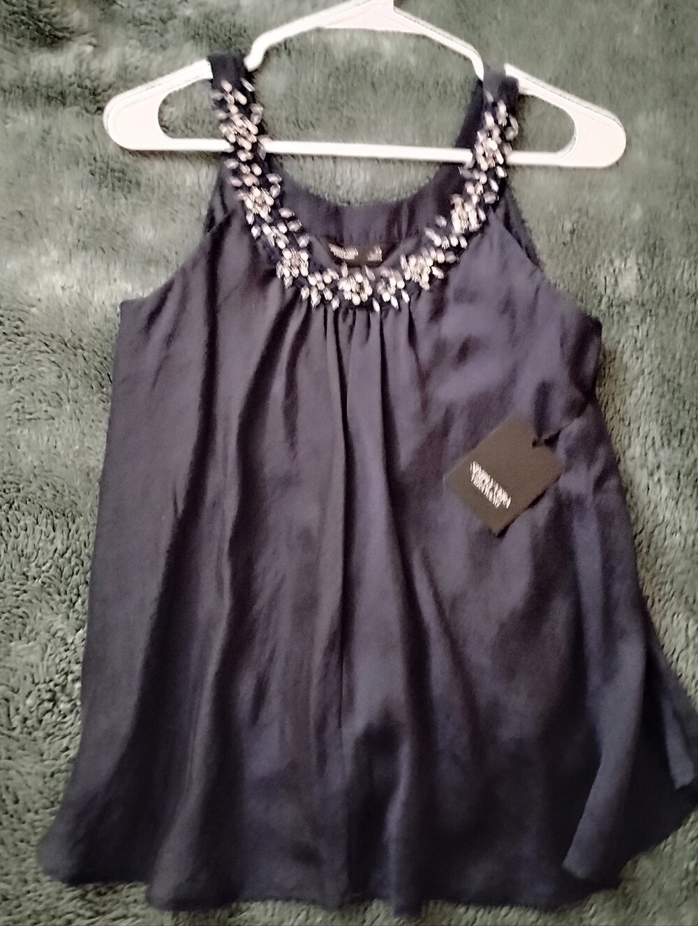 NWT Simply Vera Wang Crystal Studded Sleeveless Blouse Women's Size XS
